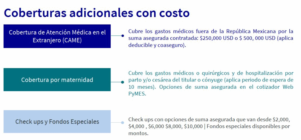 Seguro Grupo de Gastos Médicos Mayores - Coberturas adicionales con costo